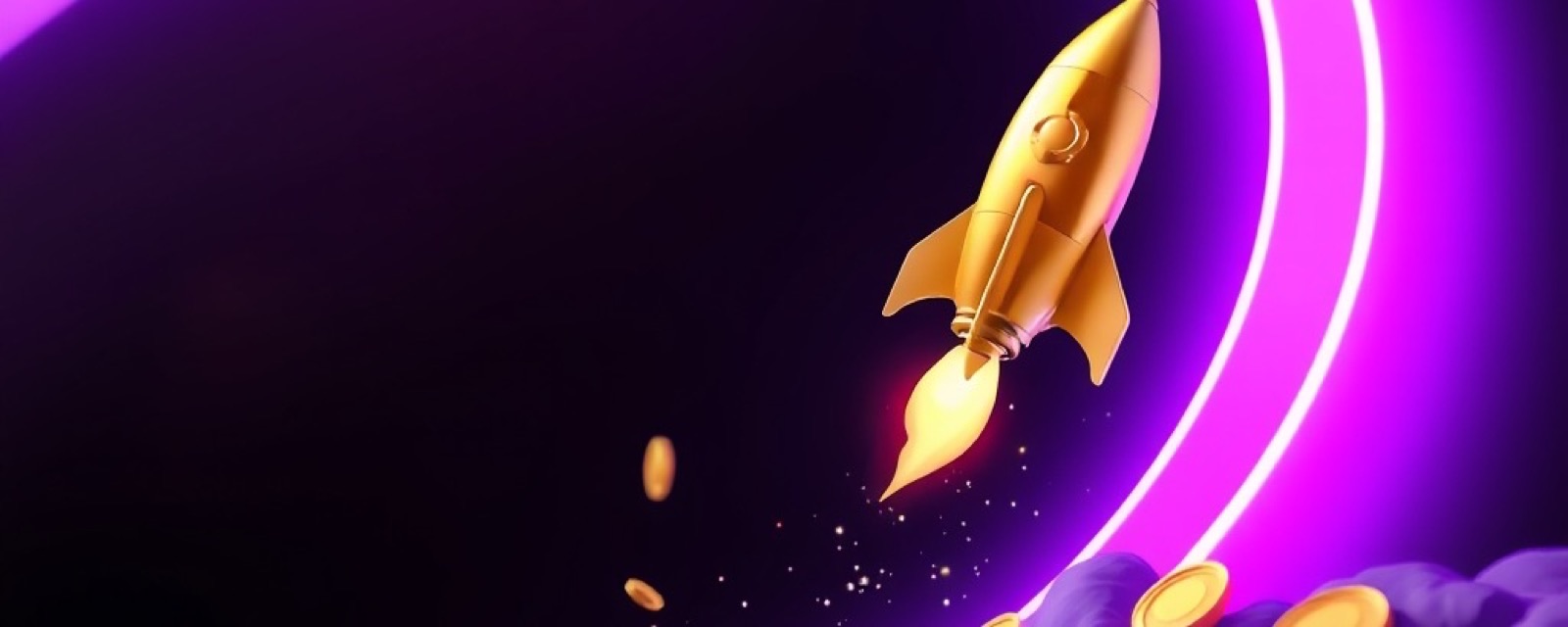 Gold365 Crash Games artwork with glossy game pieces, gold coins and violet stage light